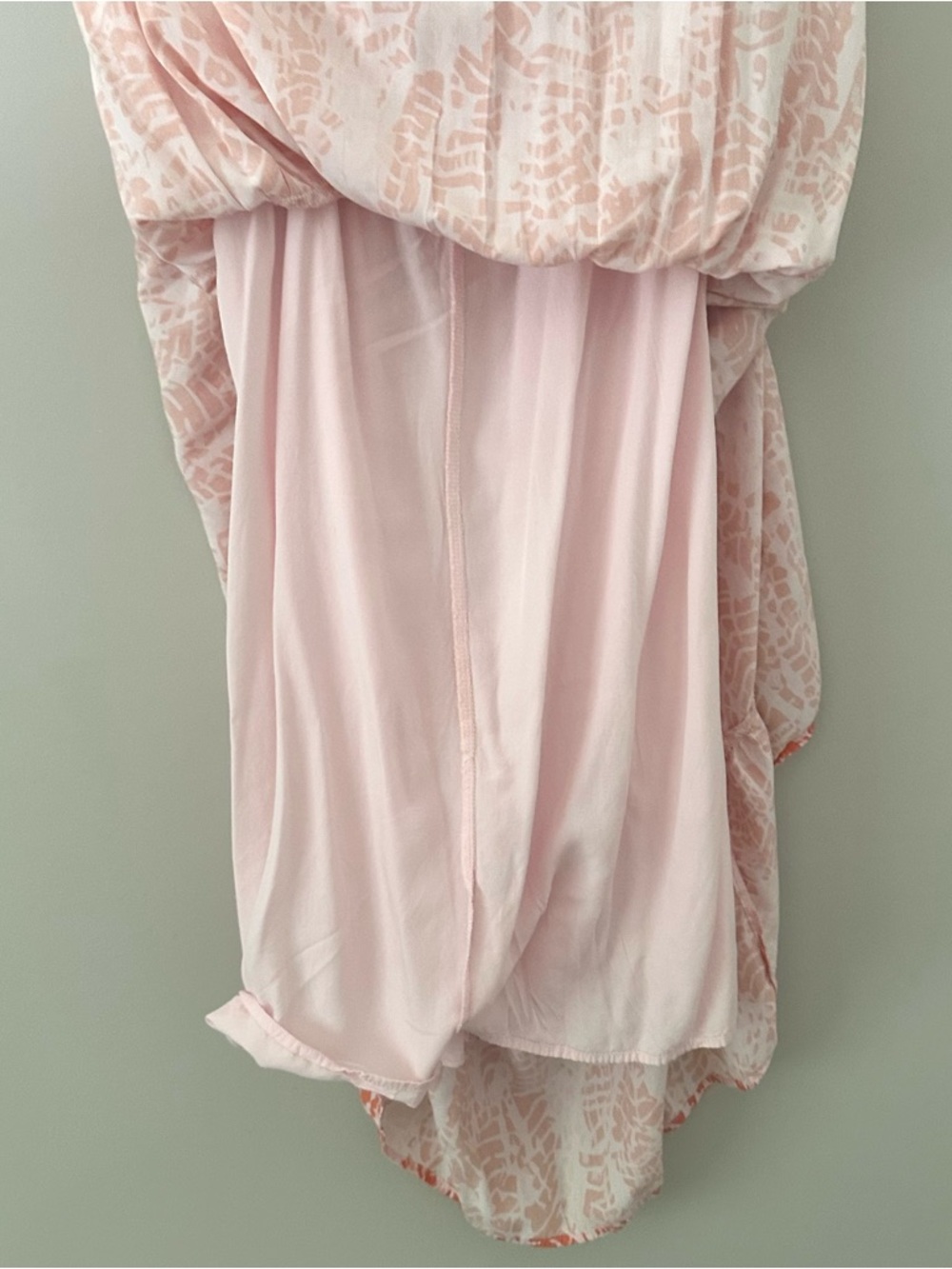 Peach Coral Printed Maxi Dress Lined Flowing Size S - Picture 6 of 6